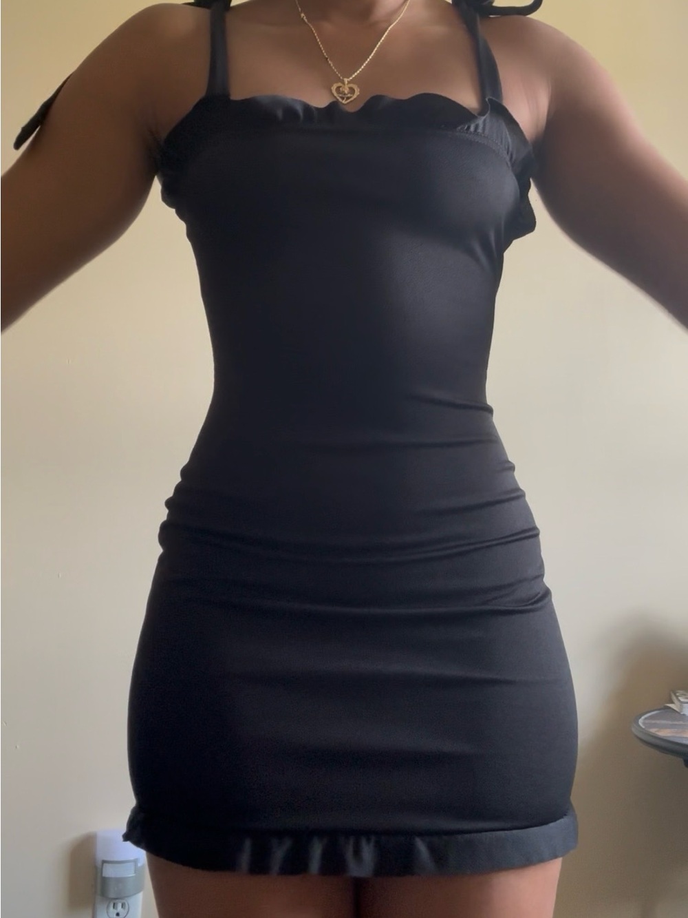 Classic Black Bodycon Mini Dress with Tie Straps